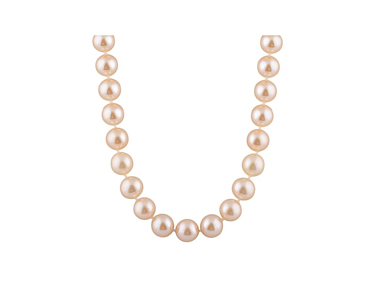 9-9.5mm Pink Cultured Freshwater Pearl 14k White Gold Strand Necklace 16 inches