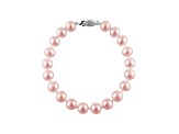 8-8.5mm Purple Cultured Freshwater Pearl Rhodium Over Sterling Silver Line Bracelet 7.25 inches