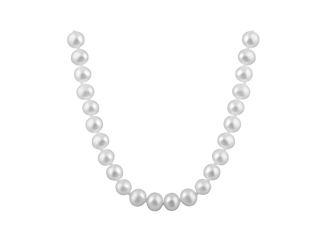 8-8.5mm White Cultured Freshwater Pearl Rhodium Over Sterling Silver Strand Necklace