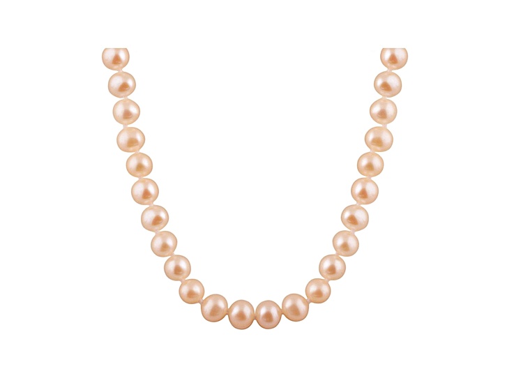 8-8.5mm Pink Cultured Freshwater Pearl Sterling Silver Strand Necklace 24 inches
