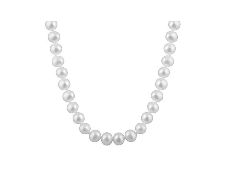 8-8.5mm White Cultured Freshwater Pearl 14k White Gold Strand Necklace 18 inches