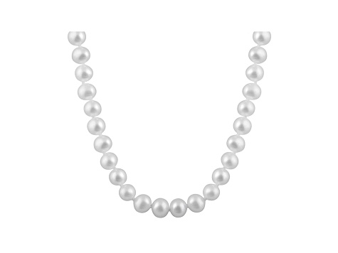 8-8.5mm White Cultured Freshwater Pearl 14k White Gold Strand Necklace 18 inches