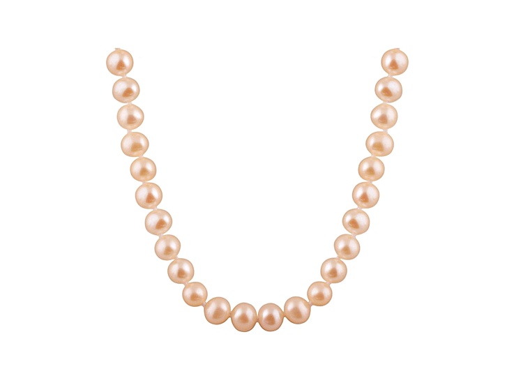 8-8.5mm Pink Cultured Freshwater Pearl Sterling Silver Strand Necklace 16 inches