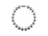 7-7.5mm Silver Cultured Freshwater Pearl Rhodium Over Sterling Silver Line Bracelet 7.25 inches