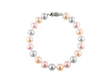 7-7.5mm Multi-Color Cultured Freshwater Pearl Sterling Silver Line Bracelet 7.25 inches