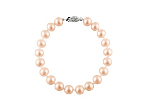 7-7.5mm Pink Cultured Freshwater Pearl 14k White Gold Line Bracelet 7 1/2 inches