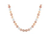 7-7.5mm Multi-Color Cultured Freshwater Pearl 14k Yellow Gold Strand Necklace