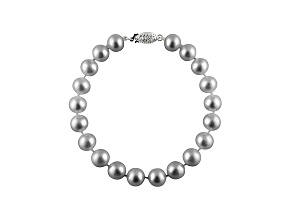 6-6.5mm Silver Cultured Freshwater Pearl 14k White Gold Line Bracelet 8 inches