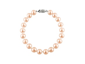 6-6.5mm Pink Cultured Freshwater Pearl 14k White Gold Line Bracelet 7 1/2 inches