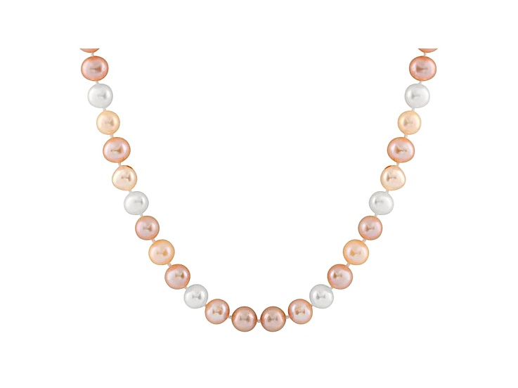 6-6.5mm Multi-Color Cultured Freshwater Pearl Sterling Silver Strand Necklace