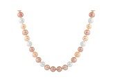 6-6.5mm Multi-Color Cultured Freshwater Pearl Sterling Silver Strand Necklace