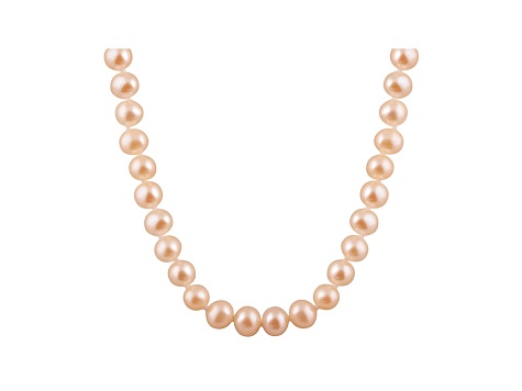 6-6.5mm Pink Cultured Freshwater Pearl Rhodium Over Sterling Silver Strand Necklace 18 inches
