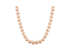 6-6.5mm Pink Cultured Freshwater Pearl 14k White Gold Strand Necklace 16 inches