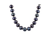 6-6.5mm Black Cultured Freshwater Pearl Sterling Silver Strand Necklace
