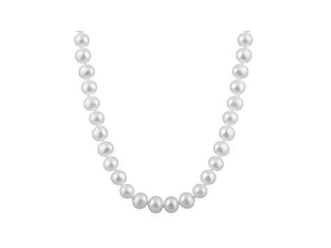 6-6.5mm White Cultured Freshwater Pearl 14k White Gold Strand Necklace 14 inches