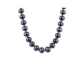 11-11.5mm Black Cultured Freshwater Pearl 14k White Gold Strand Necklace