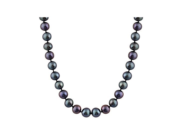 11-11.5mm Black Cultured Freshwater Pearl 14k Yellow Gold Strand Necklace