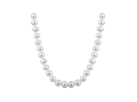 11-11.5mm White Cultured Freshwater Pearl 14k White Gold Strand Necklace