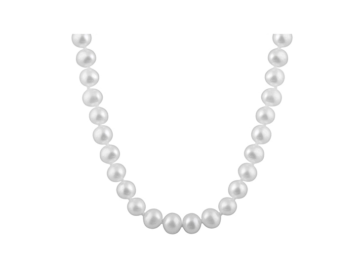 11-11.5mm White Cultured Freshwater Pearl Sterling Silver Strand Necklace