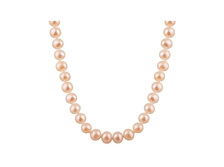 11-11.5mm Pink Cultured Freshwater Pearl Sterling Silver Strand Necklace