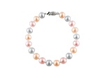 10-10.5mm Multi-Color Cultured Freshwater Pearl 14k White Gold Line Bracelet