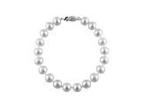 10-10.5mm White Cultured Freshwater Pearl Rhodium Over 14k White Gold Line Bracelet 8 inches