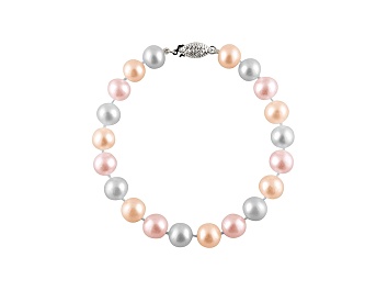 Picture of 10-10.5mm Multi-Color Cultured Freshwater Pearl Sterling Silver Line Bracelet