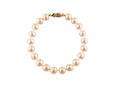 10-10.5mm Pink Cultured Freshwater Pearl 14k Yellow Gold Line Bracelet