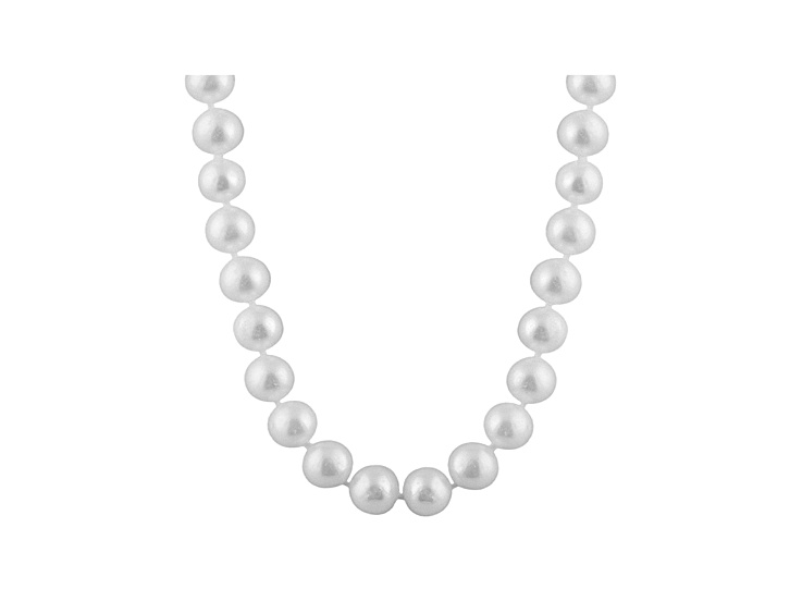 10-10.5mm White Cultured Freshwater Pearl 14k White Gold Strand Necklace