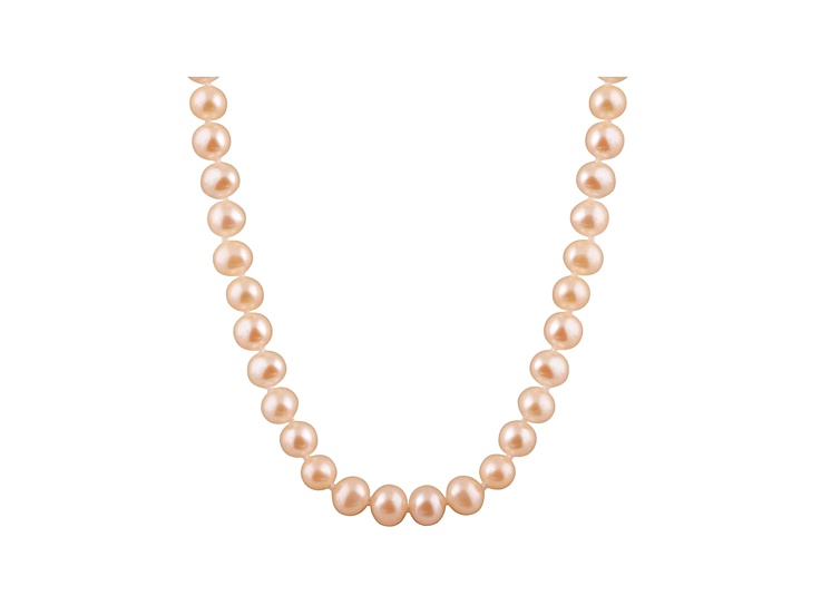10-10.5mm Pink Cultured Freshwater Pearl 14k Yellow Gold Strand Necklace