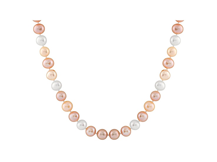 10-10.5mm  Cultured Freshwater Pearl Sterling Silver Strand Necklace 20 inches