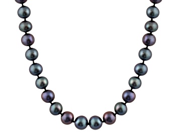 Picture of 10-10.5mm Black Cultured Freshwater Pearl 14k Yellow Gold Strand Necklace