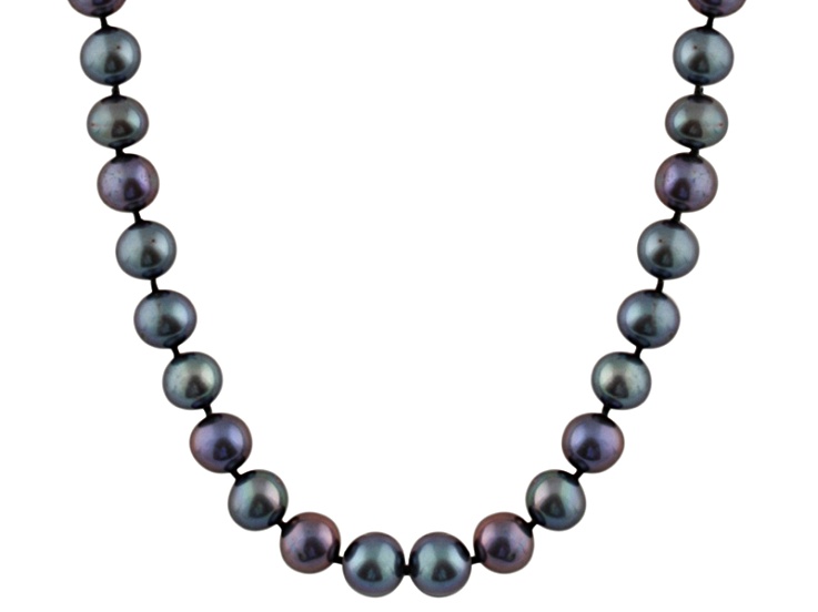 10-10.5mm Black Cultured Freshwater Pearl 14k Yellow Gold Strand Necklace