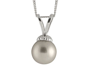 8-8.5mm Silver Cultured Freshwater Pearl Sterling Silver Pendant With Chain