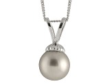 8-8.5mm Silver Cultured Freshwater Pearl Sterling Silver Pendant With Chain
