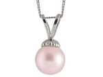 8-8.5mm Pink Cultured Freshwater Pearl Sterling Silver Pendant With Chain