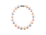 9-9.5mm Multi-Color Cultured Freshwater Pearl 14k White Gold Line Bracelet