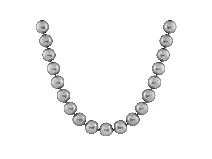 9-9.5mm Silver Cultured Freshwater Pearl 14k Yellow Gold Strand Necklace