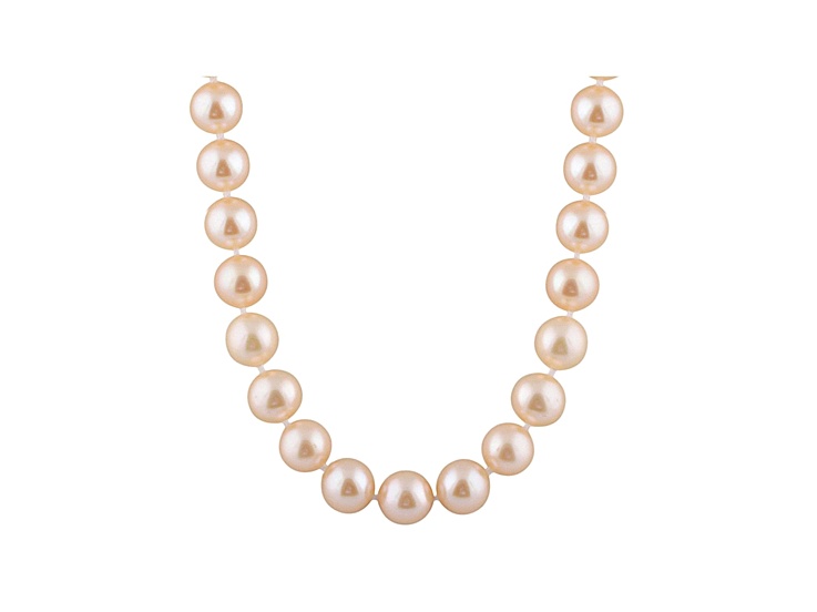 9-9.5mm Pink Cultured Freshwater Pearl 14k White Gold Strand Necklace 24 inches