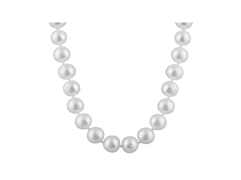 9-9.5mm White Cultured Freshwater Pearl 14k White Gold Strand Necklace 24 inches