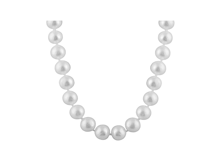 9-9.5mm White Cultured Freshwater Pearl 14k White Gold Strand Necklace 20 inches