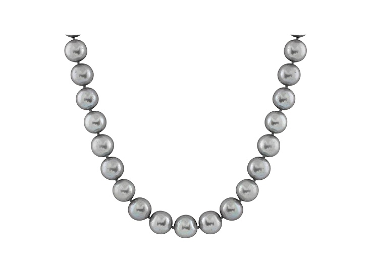 9-9.5mm Silver Cultured Freshwater Pearl Sterling Silver Strand Necklace