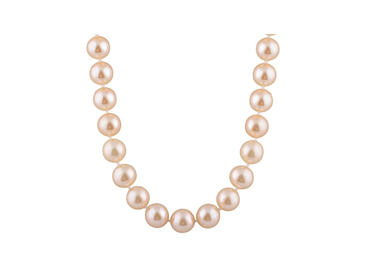 9-9.5mm Pink Cultured Freshwater Pearl 14k Yellow Gold Strand Necklace 16 inches