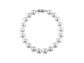 8-8.5mm White Cultured Freshwater Pearl 14k White Gold Line Bracelet