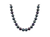 8-8.5mm Black Cultured Freshwater Pearl 14k White Gold Strand Necklace 24 inches