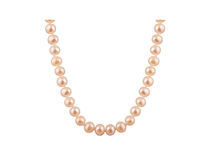 8-8.5mm Pink Cultured Freshwater Pearl 14k White Gold Strand Necklace 20 inches