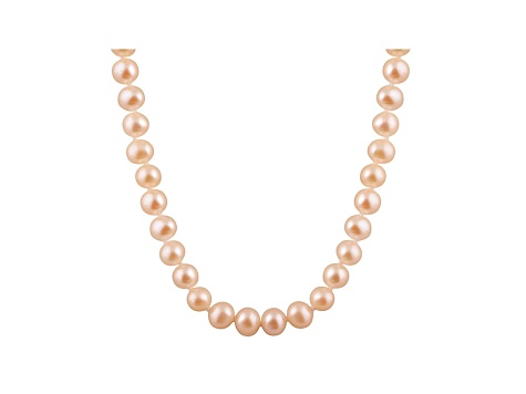 8-8.5mm Pink Cultured Freshwater Pearl 14k White Gold Strand Necklace 20 inches