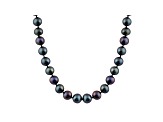 8-8.5mm Black Cultured Freshwater Pearl Rhodium Over Sterling Silver Strand Necklace