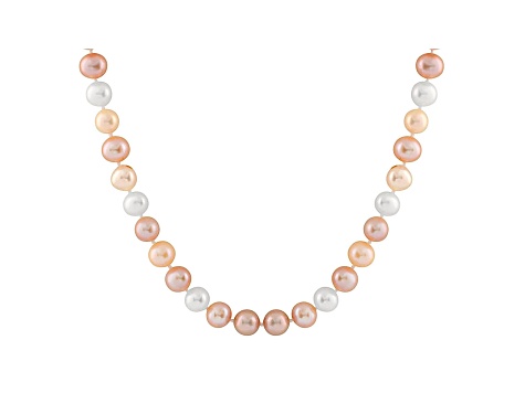 8-8.5mm Multi-Color Cultured Freshwater Pearl 14k White Gold Strand Necklace