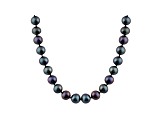 8-8.5mm Black Cultured Freshwater Pearl Sterling Silver Strand Necklace